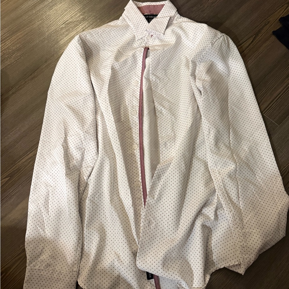 White Polka Dot Button-Up Shirt